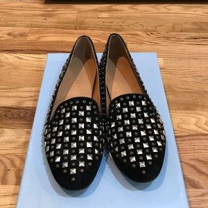 Black JCrew studded flats